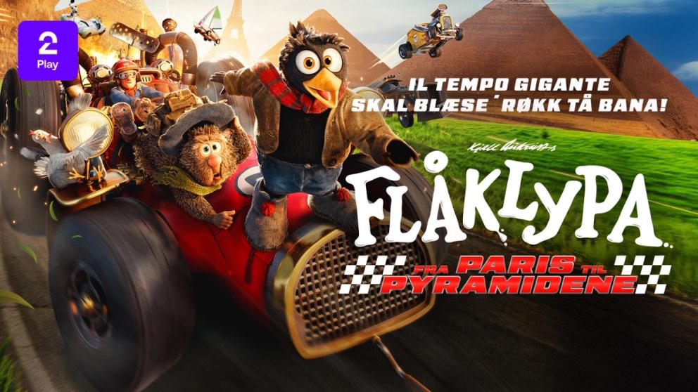 Grafikk for filmen Flåklypa fra Paris til Pyramidene som du ser på TV 2 Play med Strim.