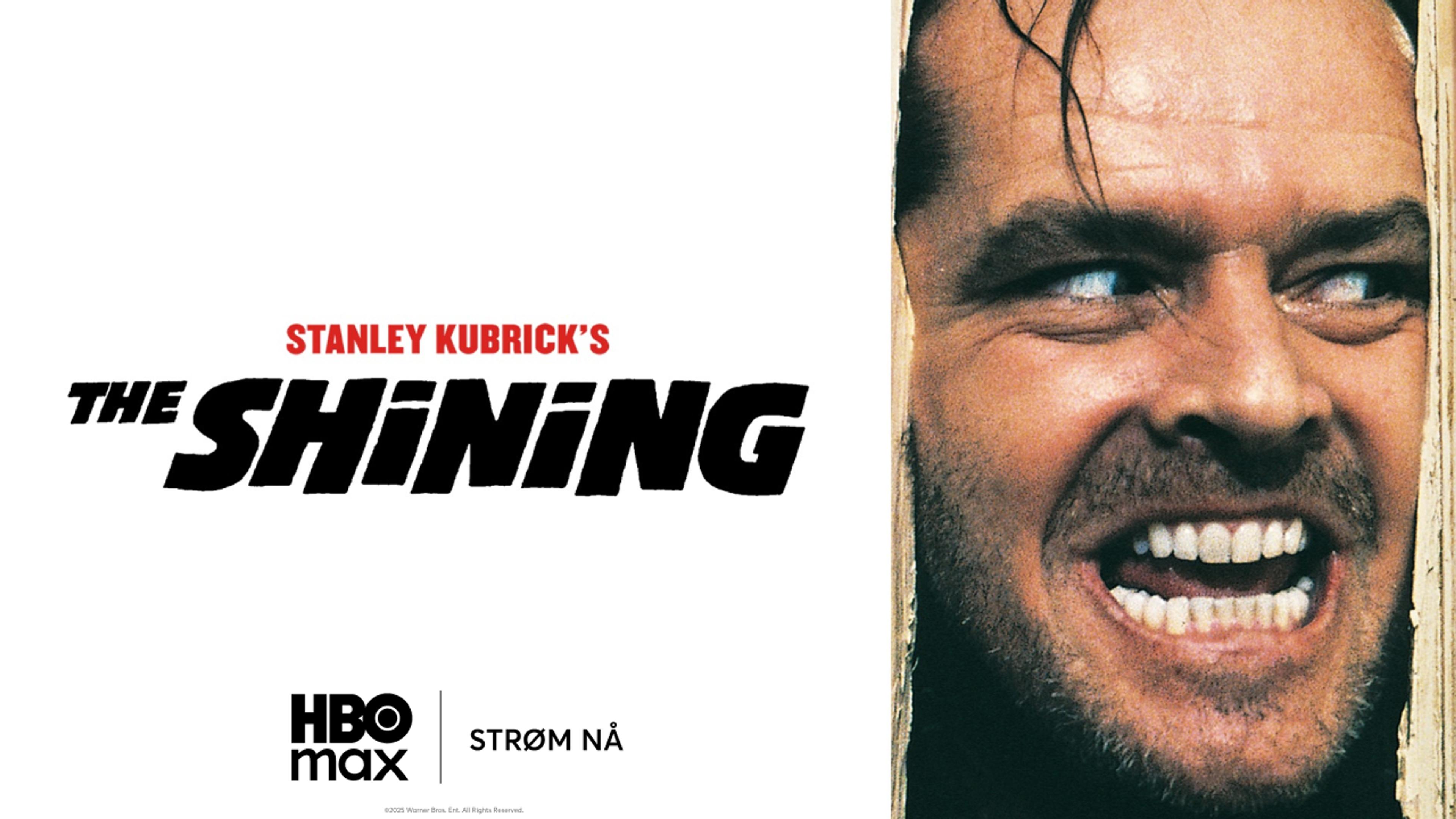 Posterbilde fra grøsserfilmen The Shining som du kan se med HBO Max via Strim.