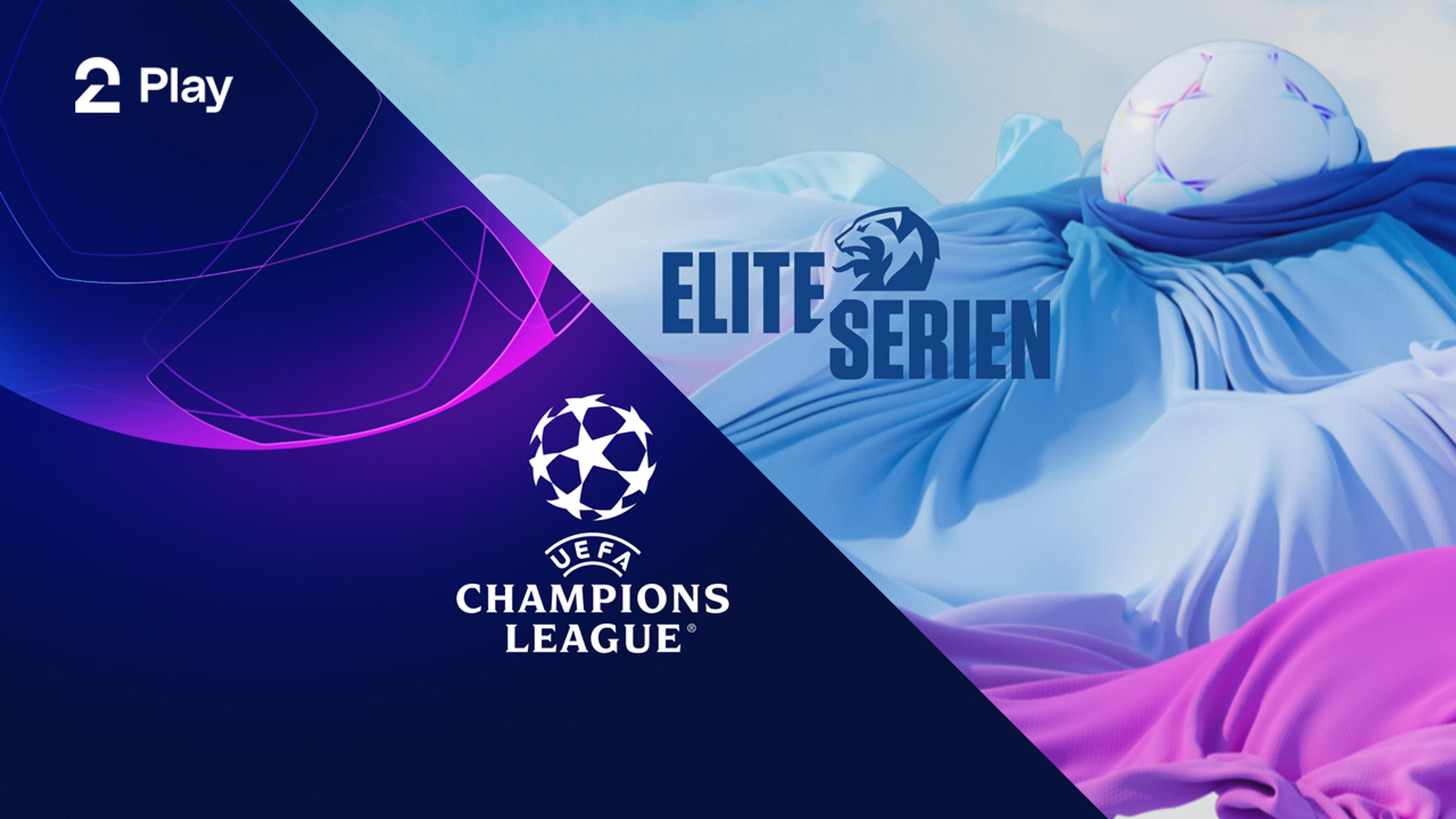 UEFA Champions League logo og Eliteserien logo sammen med respektive bakgrunner.