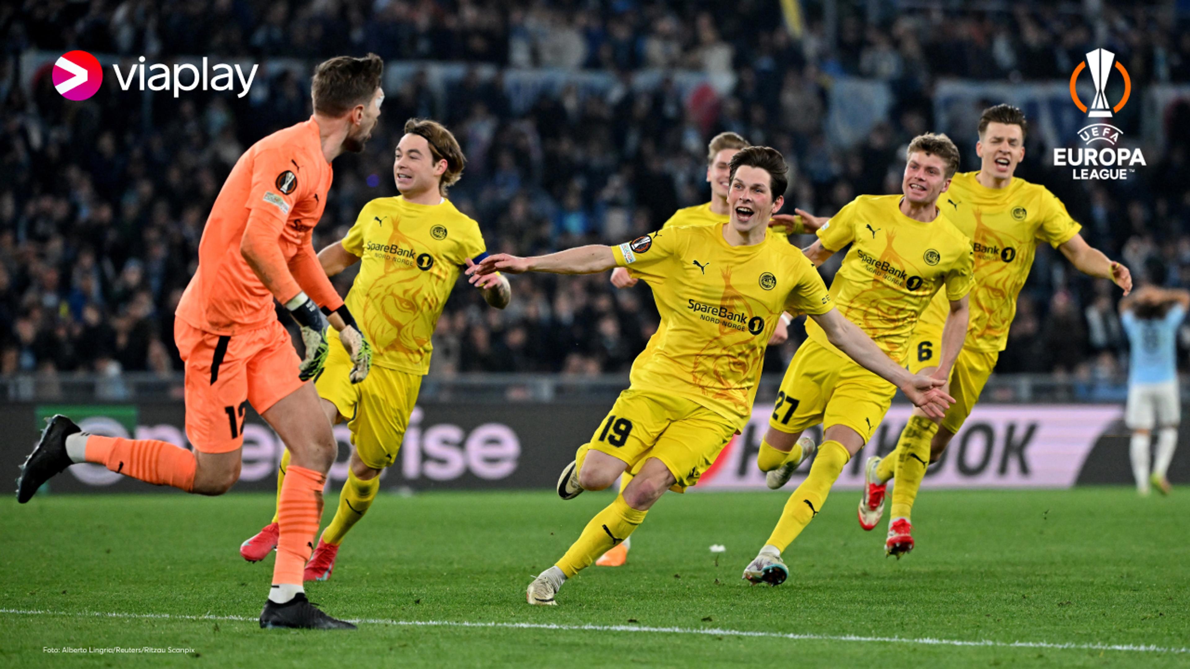 Bodø/Glimt jubler etter scoring i UEFA Europa League.