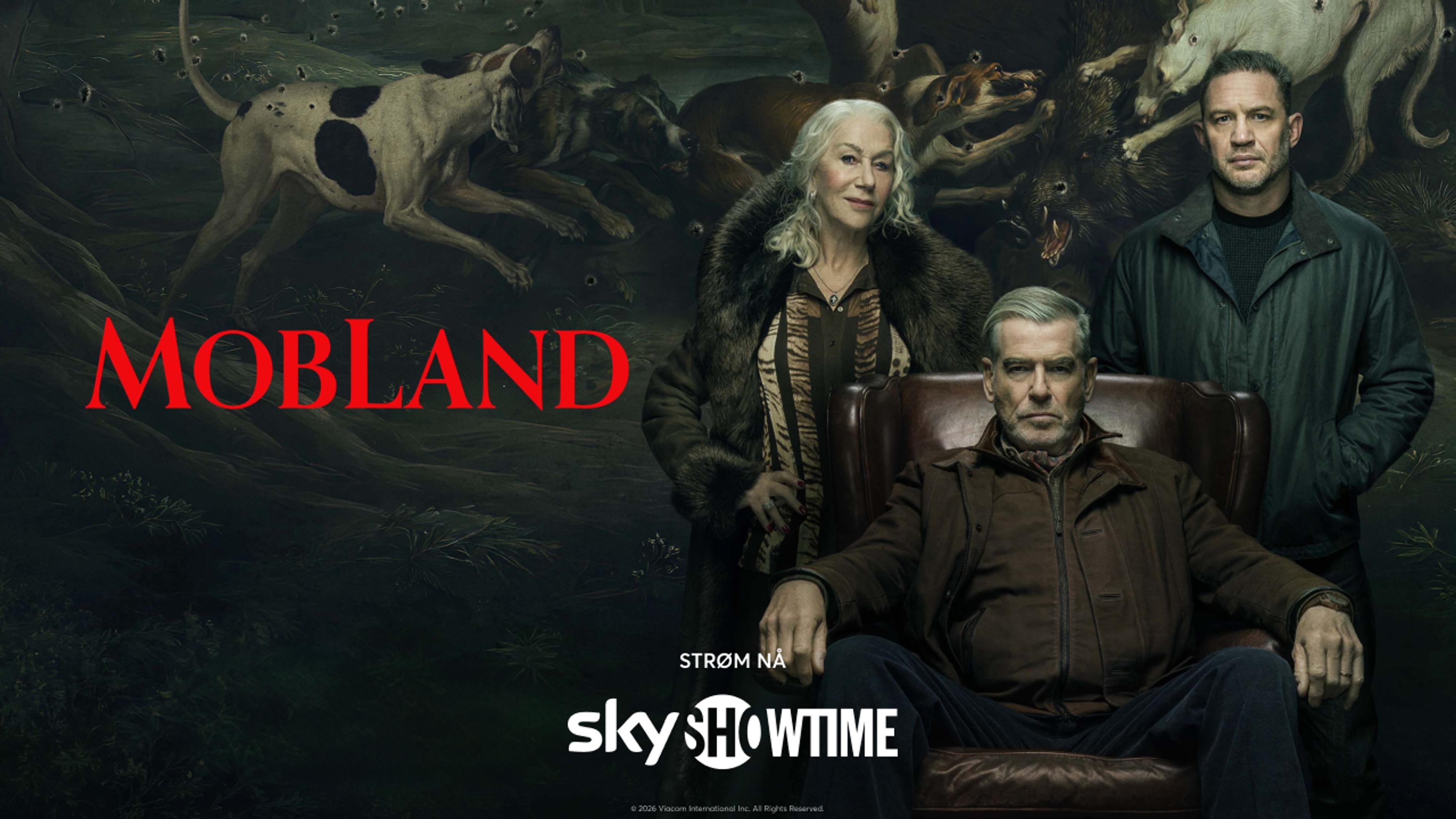 Grafikk for serien Mobland som du ser på SkyShowtime med Strim.