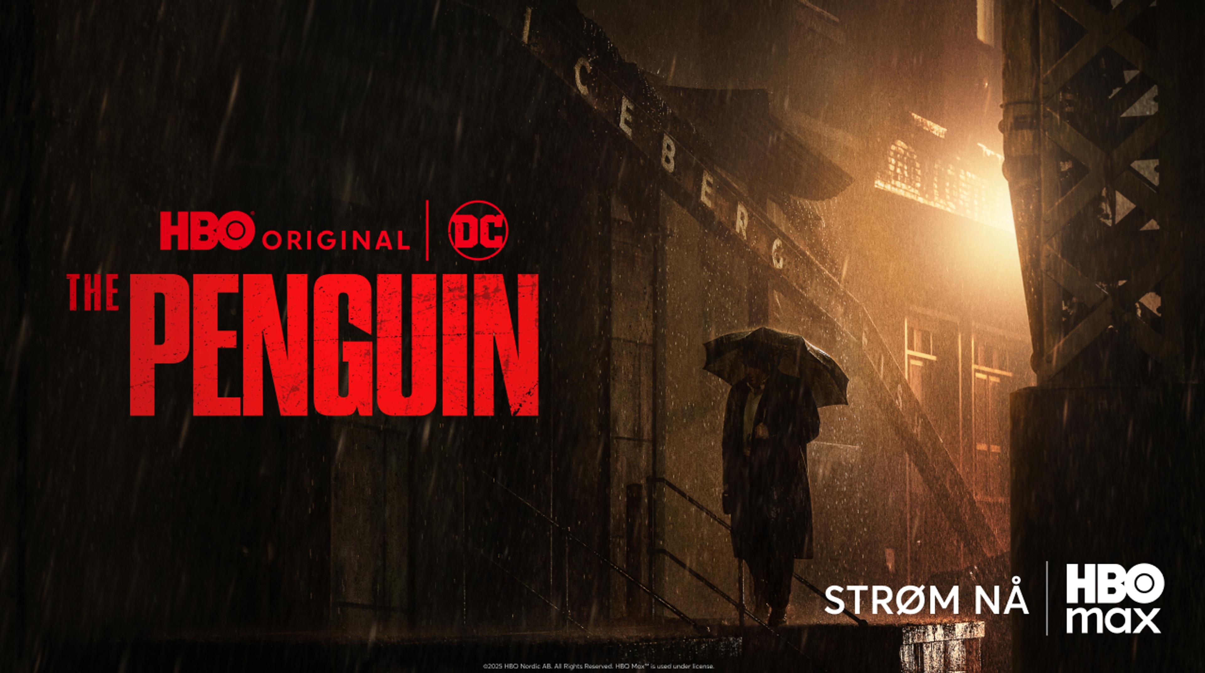 Grafikk for serien The Penguin som du ser på HBO Max med Strim.
