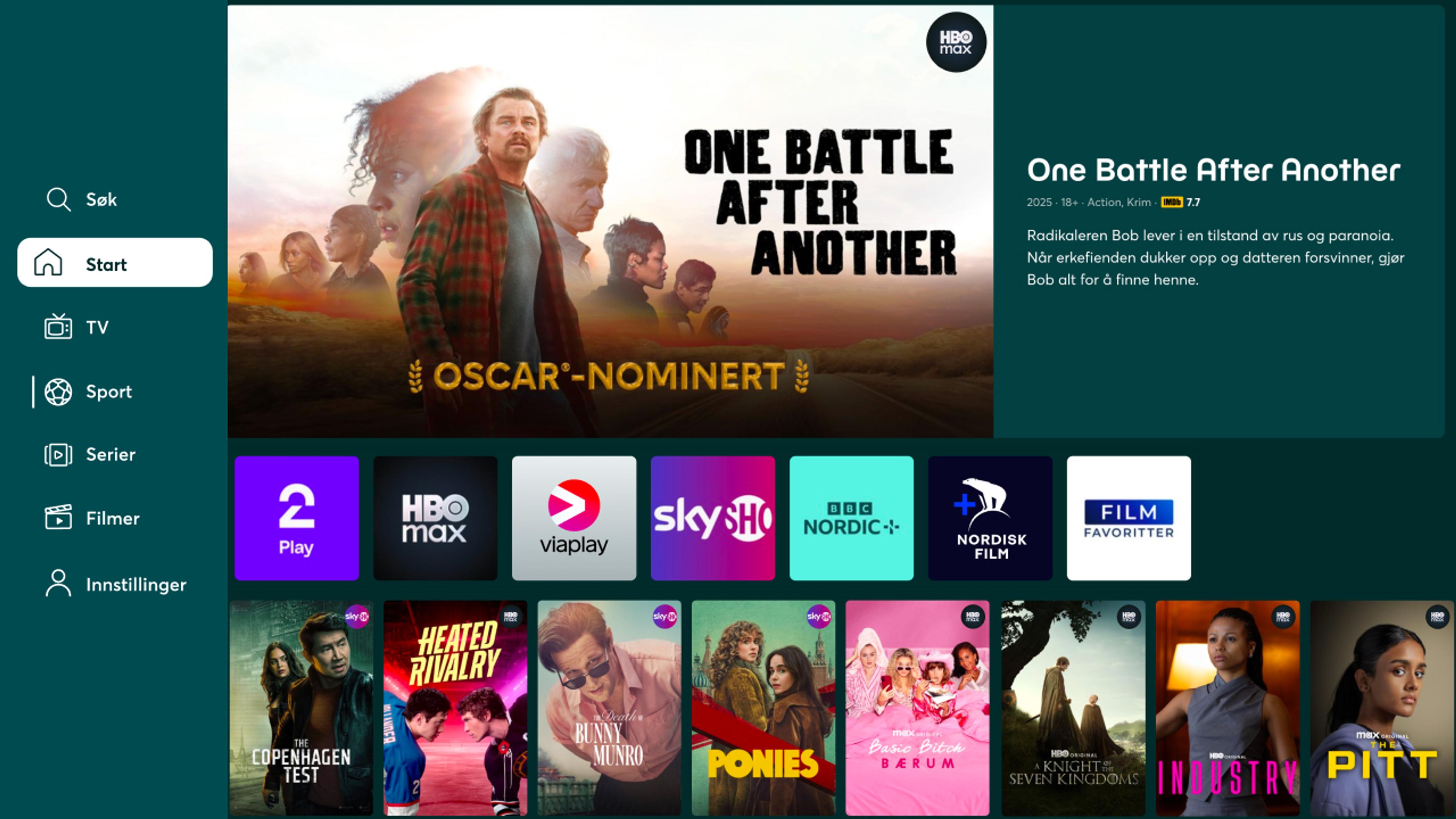 Skjermbilde som viser Strim med noe av innholdet du kan se med Strim.