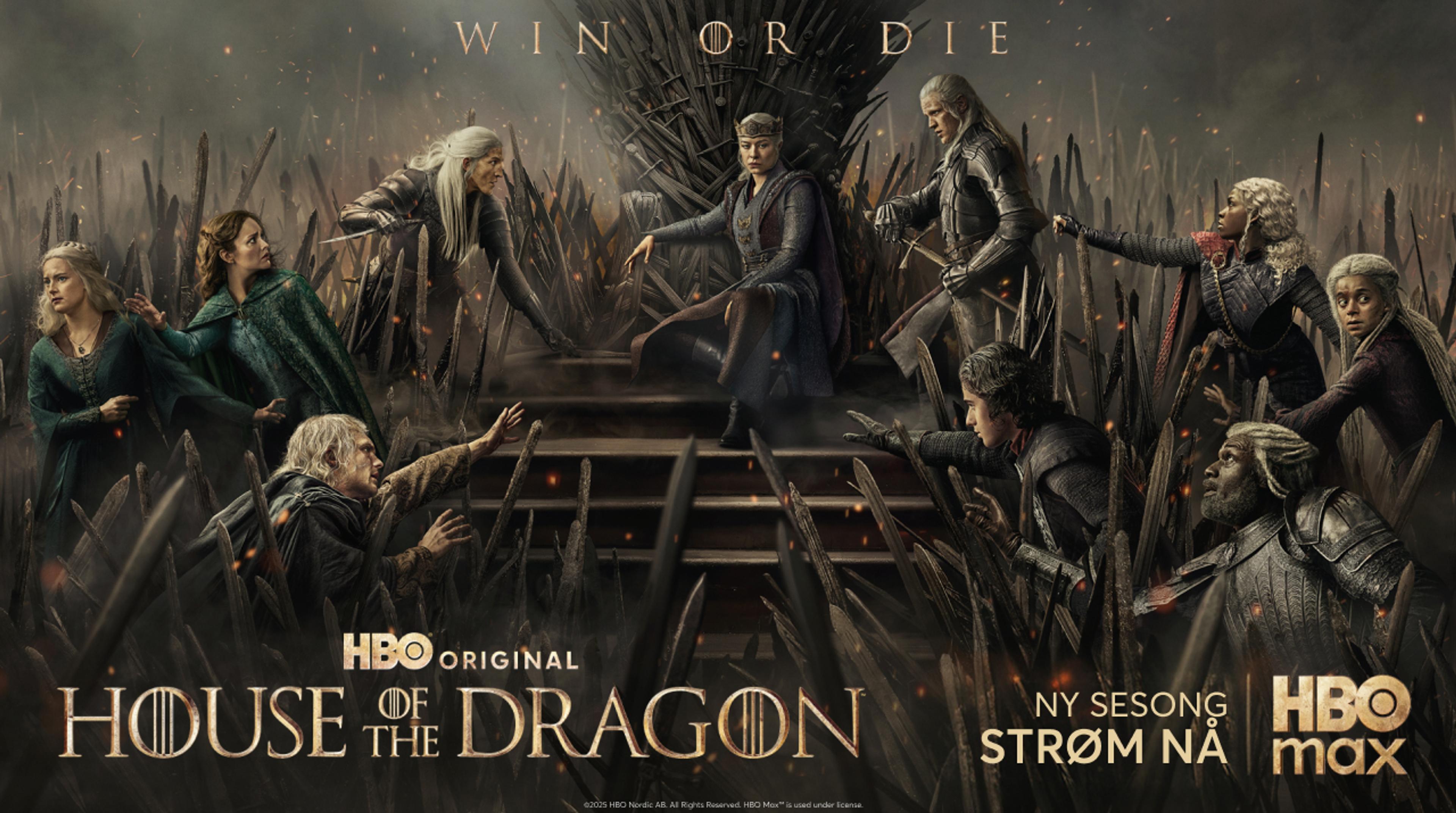 Grafikk for serien House of the Dragon som du ser på HBO Max med Strim.