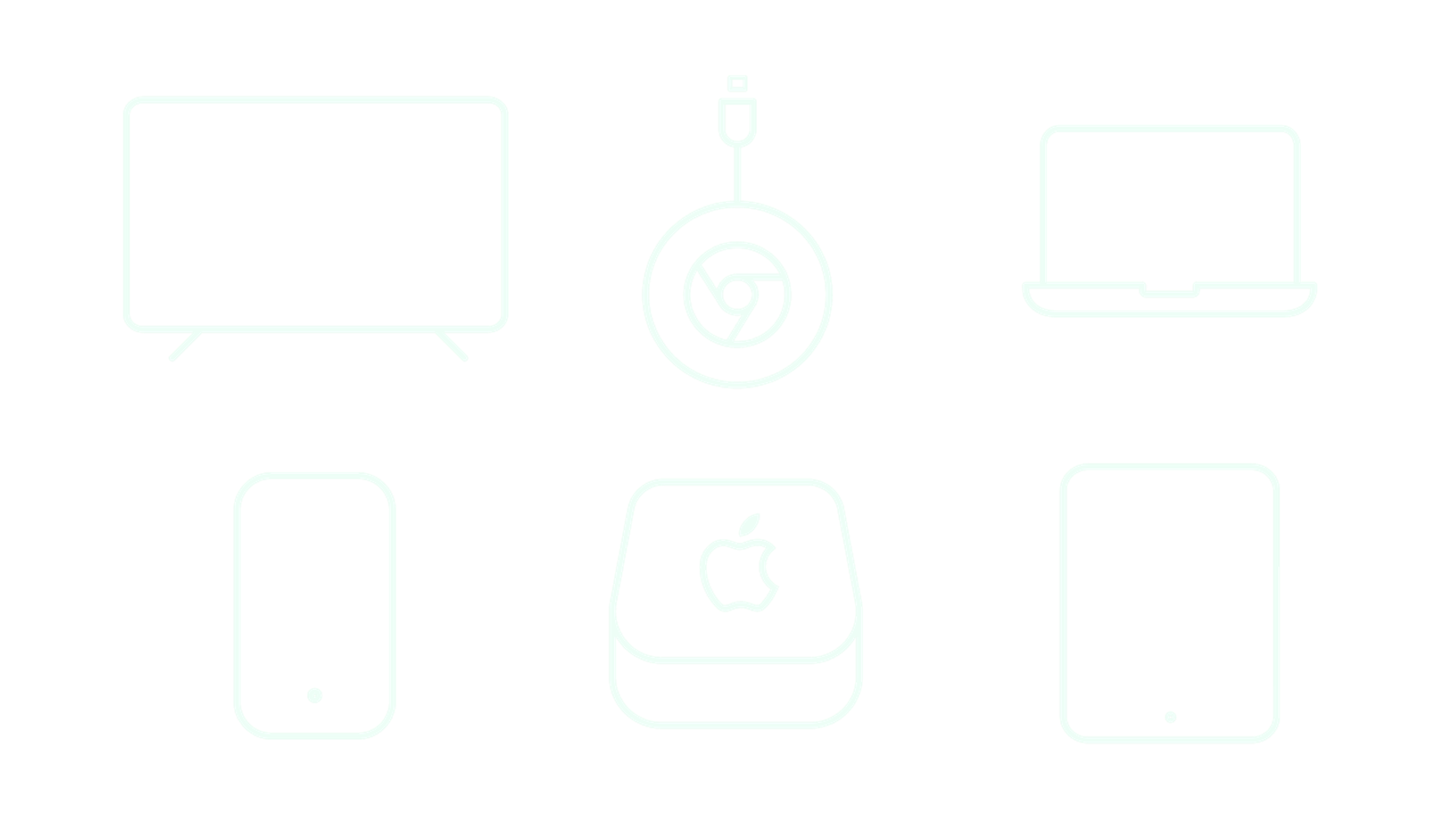 En illustrasjon av TV, mobil, laptop, nettbrett, Apple TV og Chromecast.