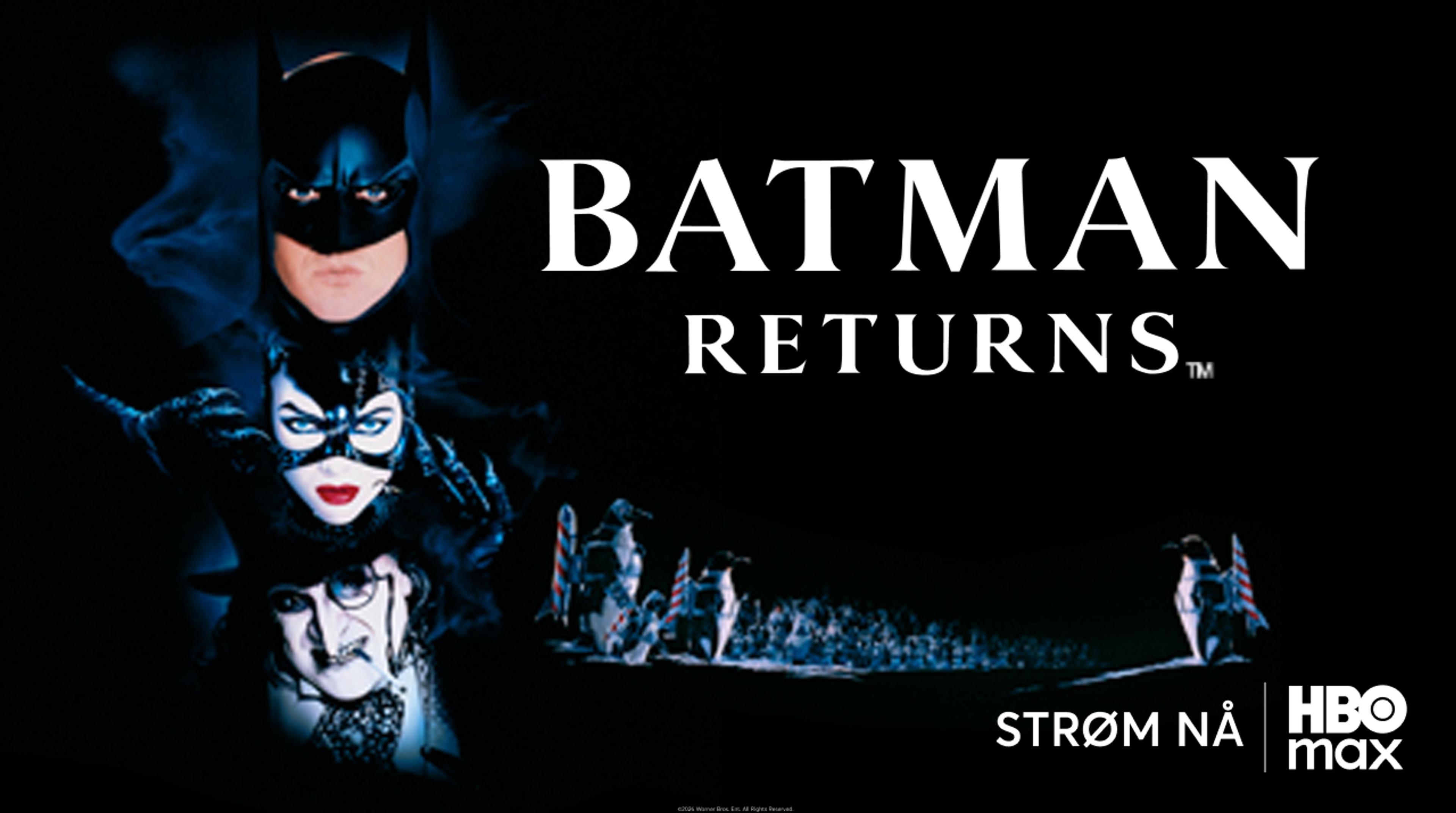 Grafikk for filmen Batman Returns som du ser på HBO Max med Strim.