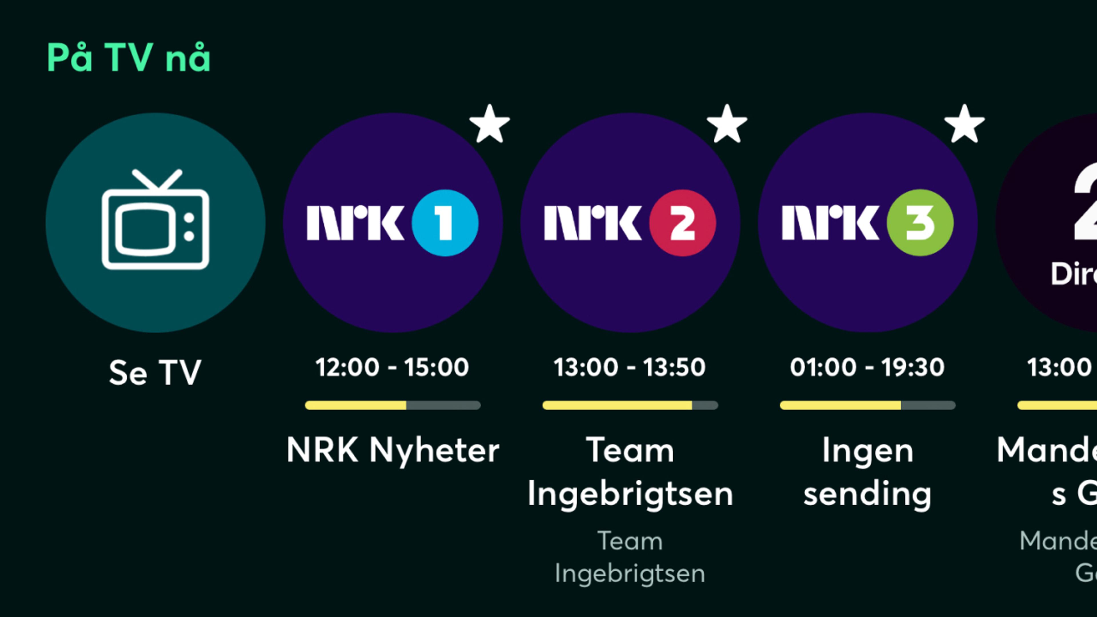 Bilde av NKR-kanaler i Strim-app