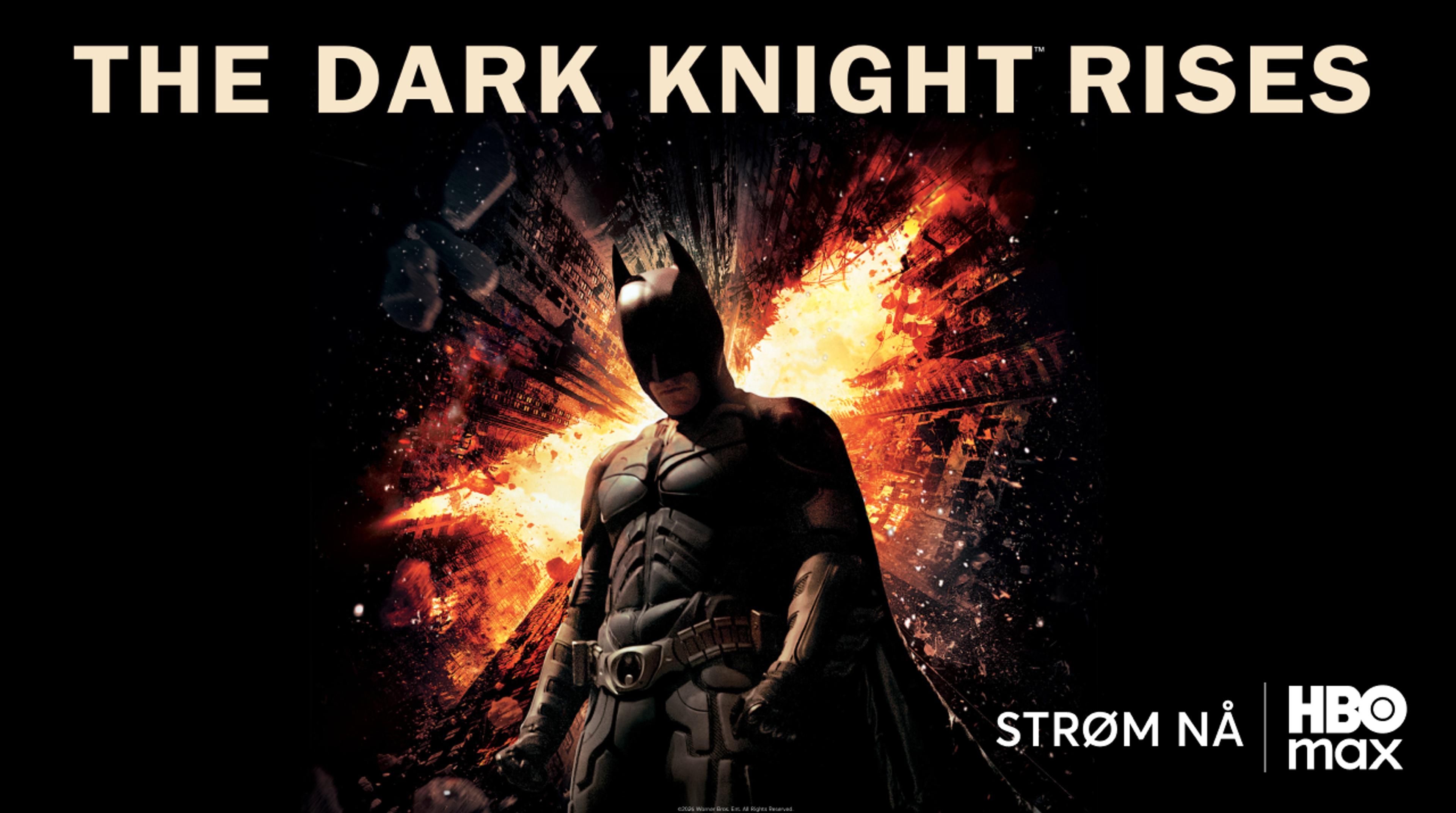 Grafikk for filmen The Dark Knight Rises som du ser på HBO Max med Strim.
