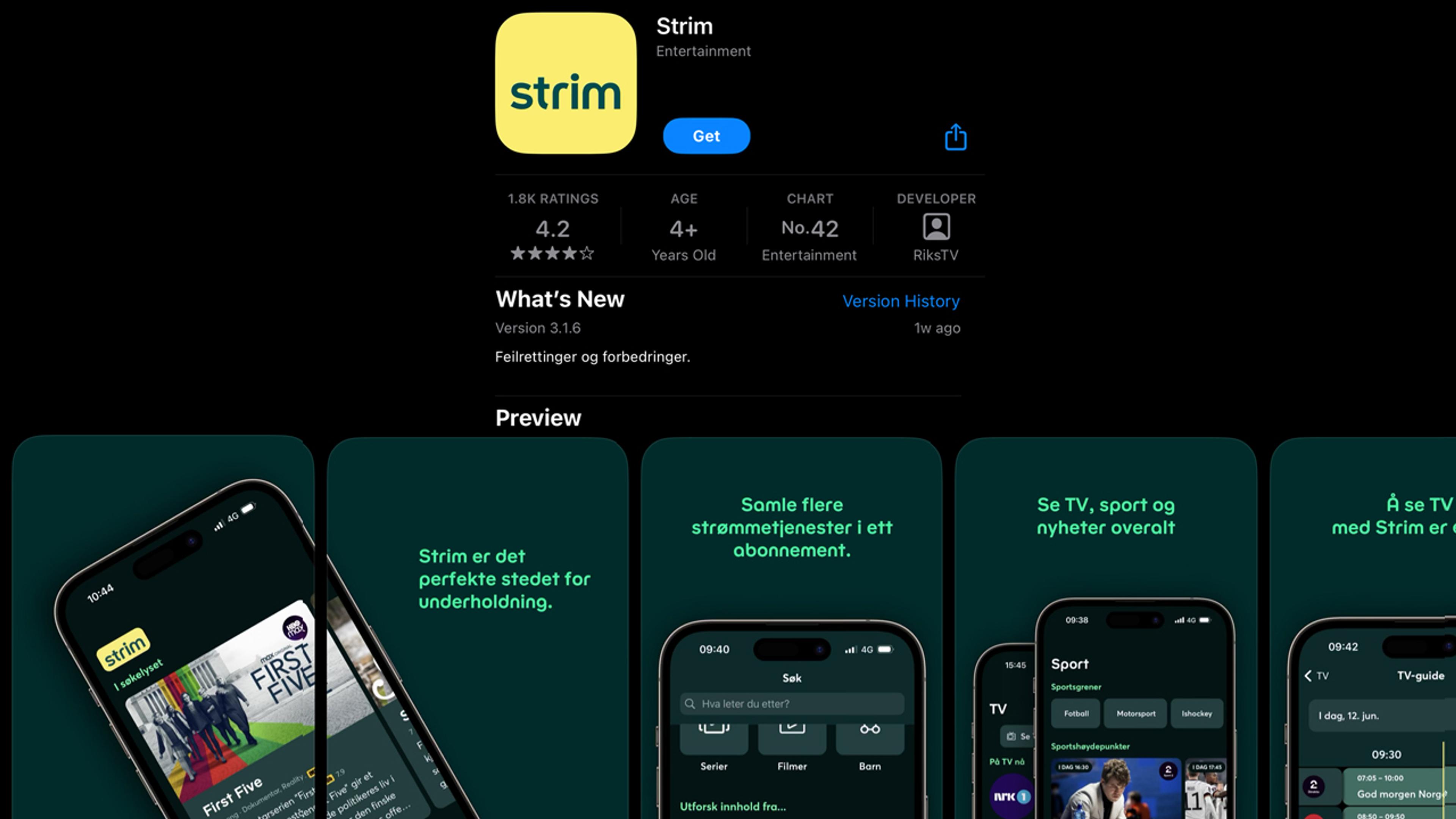 Skjermbilde av strim-appen i App store