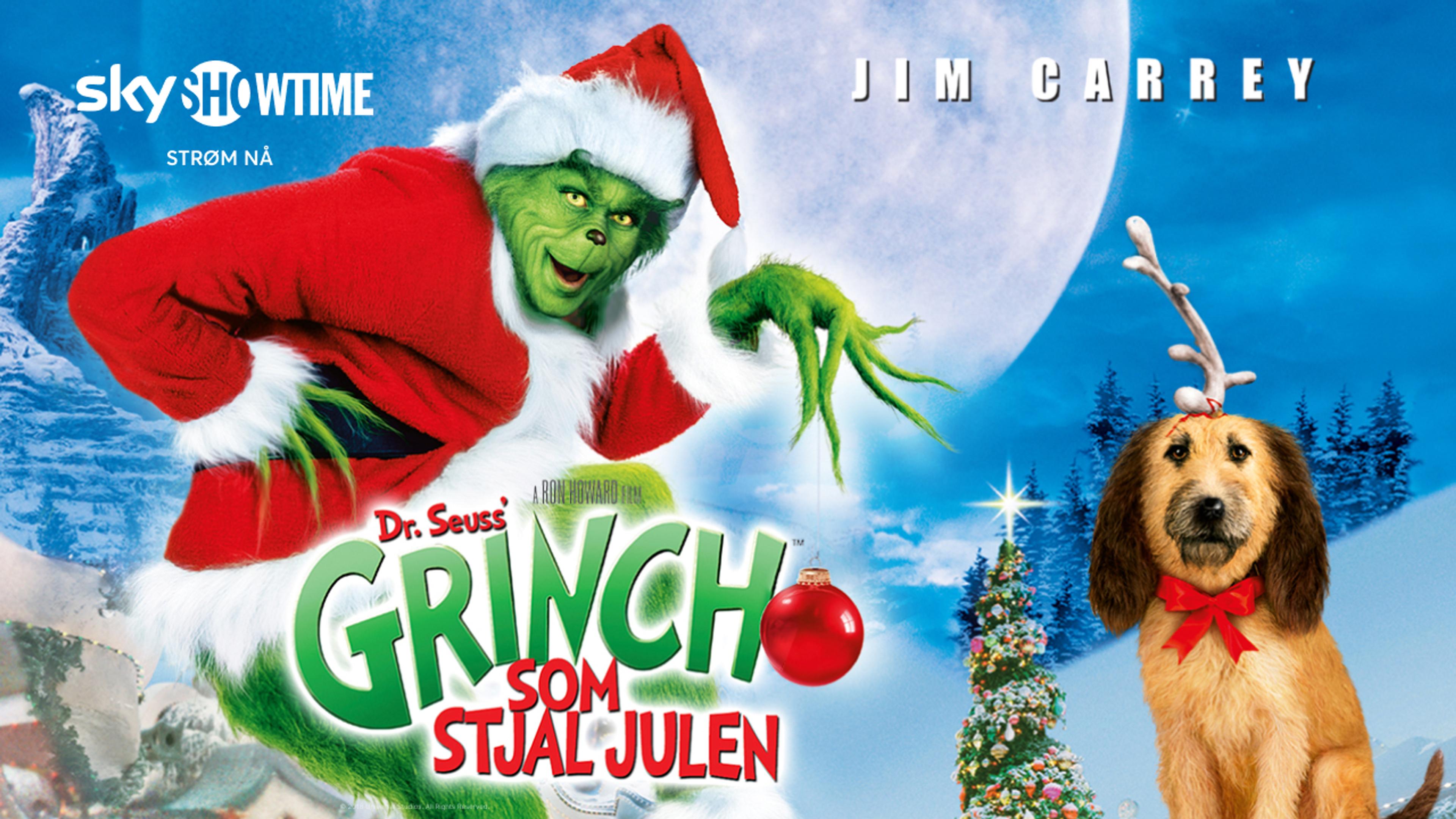 Grafikk for julefilmen The Grinch som du ser på SkyShowtime med Strim.