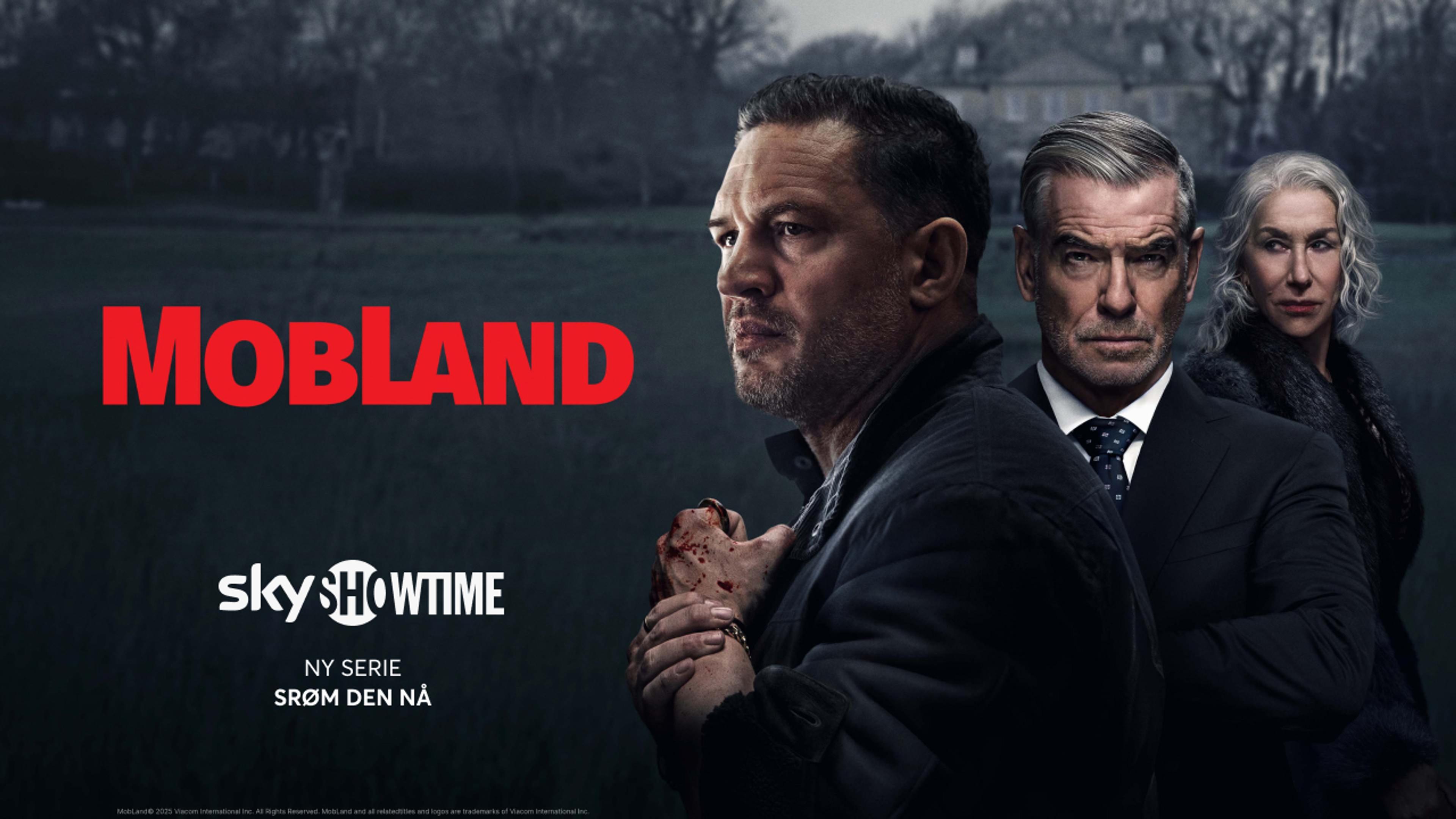 Grafikk for serien Mobland som går på SkyShowtime med Strim.