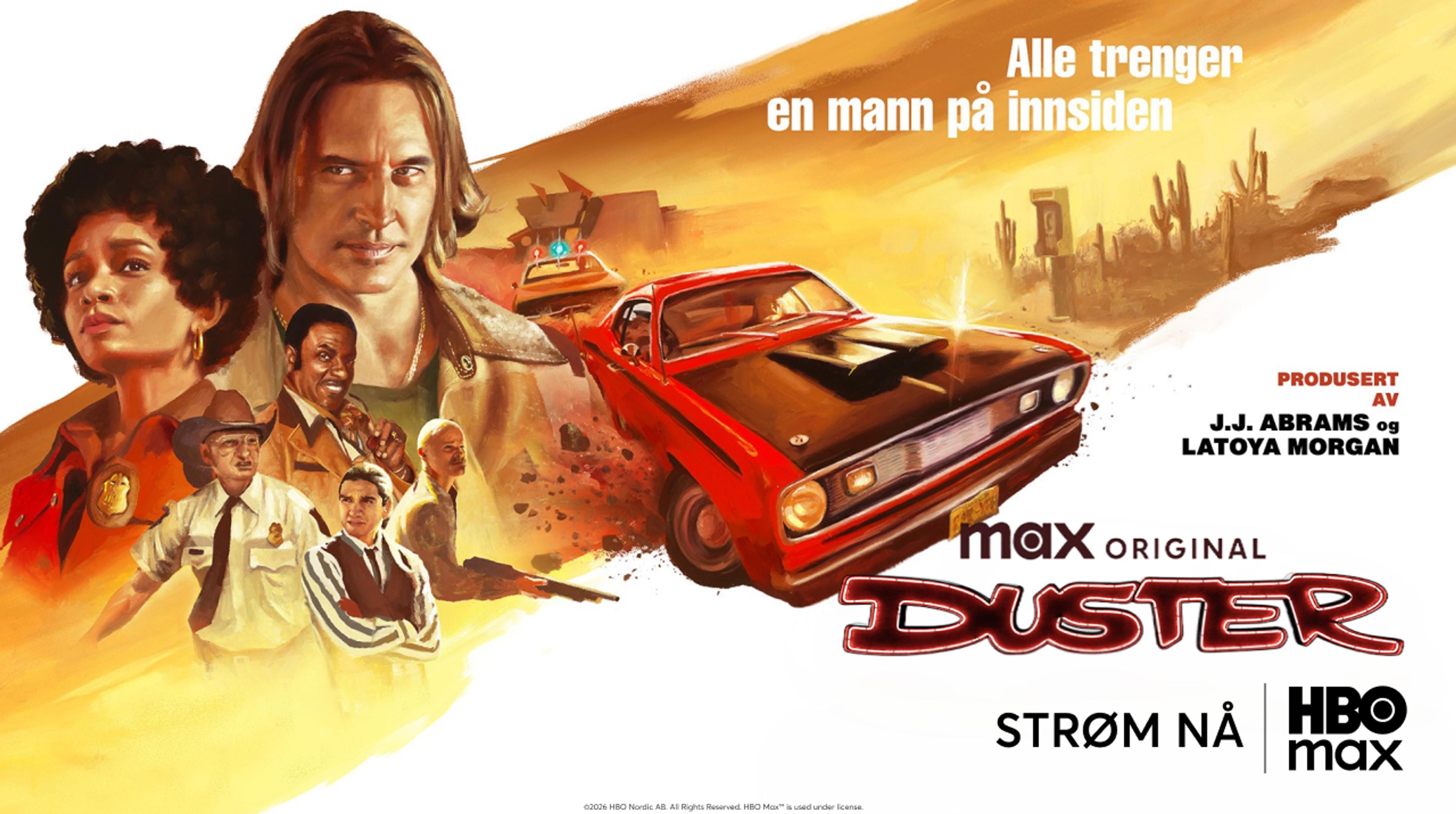 Grafikk for serien Duster som du ser på HBO Max med Strim.