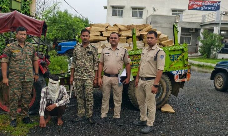 गुना में अवैध पत्थर परिवहन पर पुलिस की कार्रवाई, सात लाख की ट्रैक्टर-ट्रॉली जब्त और चालक गिरफ्तार