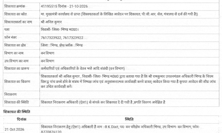 भिंड वन विभाग के एसडीओ पर पांच संतानें छिपाने का आरोप, सीएम हेल्पलाइन पर बढ़ी मुश्किलें
