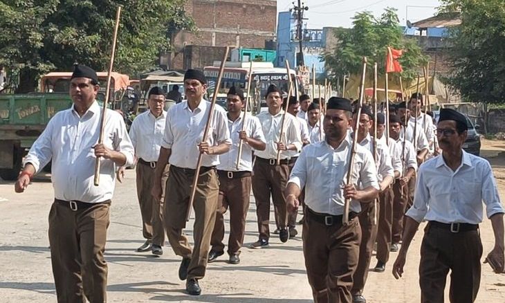 अंबाह में निकला राष्ट्रीय स्वयंसेवक संघ का पथ संचलन, गूंजे देशभक्ति के नारे