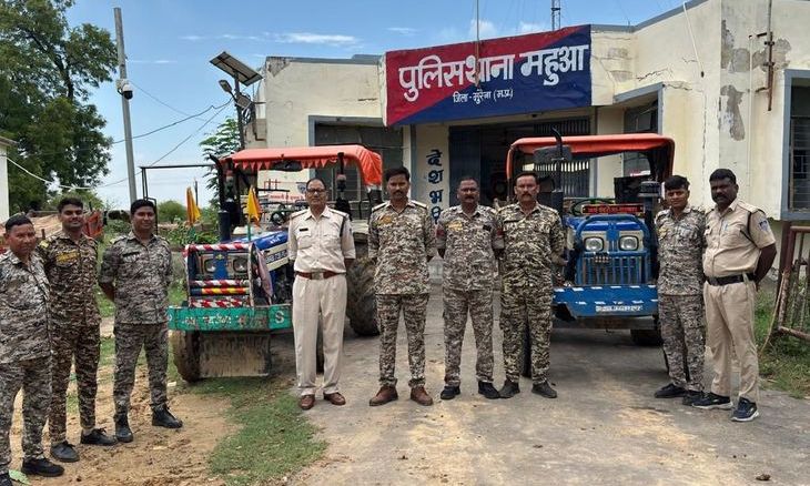 मुरैना में अवैध रेत परिवहन पर पुलिस की बड़ी कार्रवाई: दो ट्रैक्टर-ट्रॉली जब्त, चालक गिरफ्तार