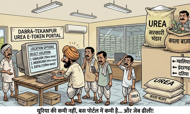 डबरा-टेकनपुर क्षेत्र में यूरिया के लिए भटक रहे किसान, ई-टोकन पोर्टल की तकनीकी दिक्कत से बढ़ी चिंता