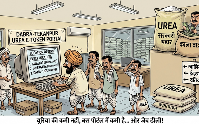 डबरा-टेकनपुर क्षेत्र में यूरिया के लिए भटक रहे किसान, ई-टोकन पोर्टल की तकनीकी दिक्कत से बढ़ी चिंता