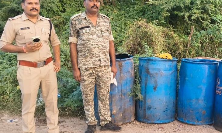 दतिया में पुलिस की बड़ी कार्रवाई, कंजर डेरे पर दबिश देकर 1200 लीटर गुड़ लाहन किया नष्ट