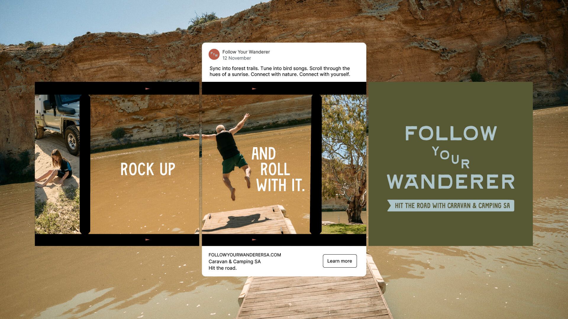 Follow your wander brand on a social post example