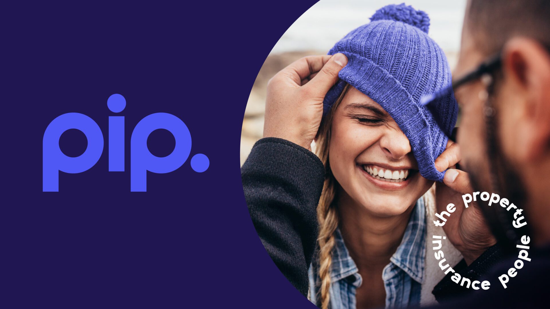pip brand with image of person pulling beanie down on the head of another person.