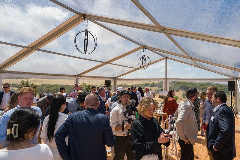 Guests gathered under a marquee during The Cliffs Kangaroo Island launch event.