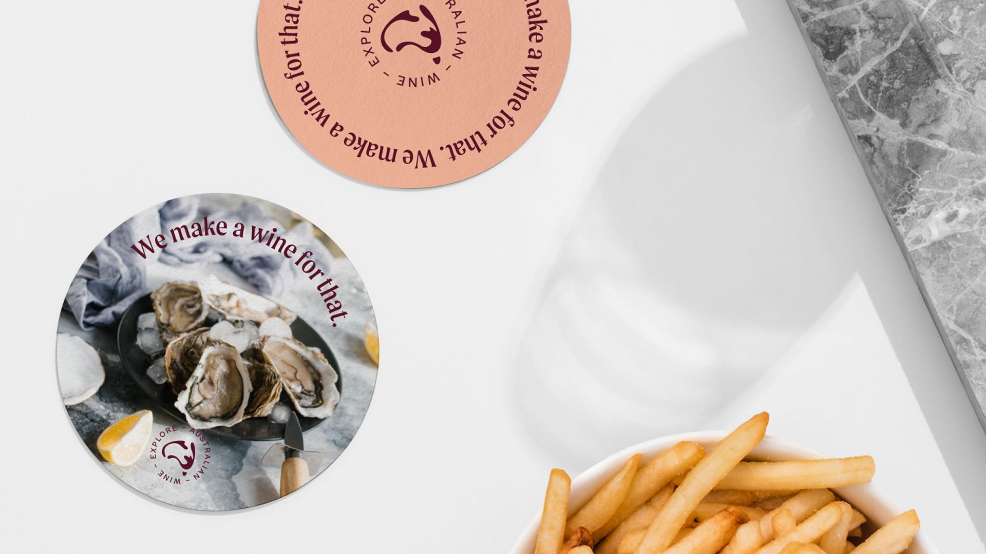 We make a wine for that campaign logo on coaster