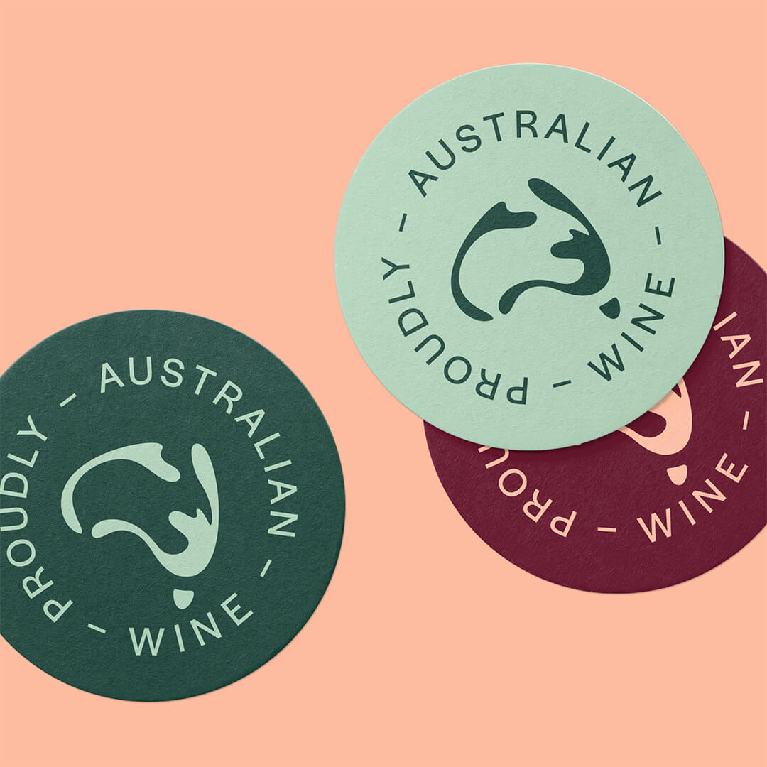 Australian Wine logo on coasters