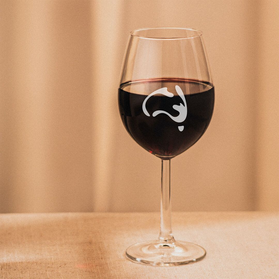 Australian wine logo on a wine glass