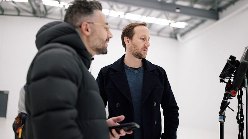 two people on a film set
