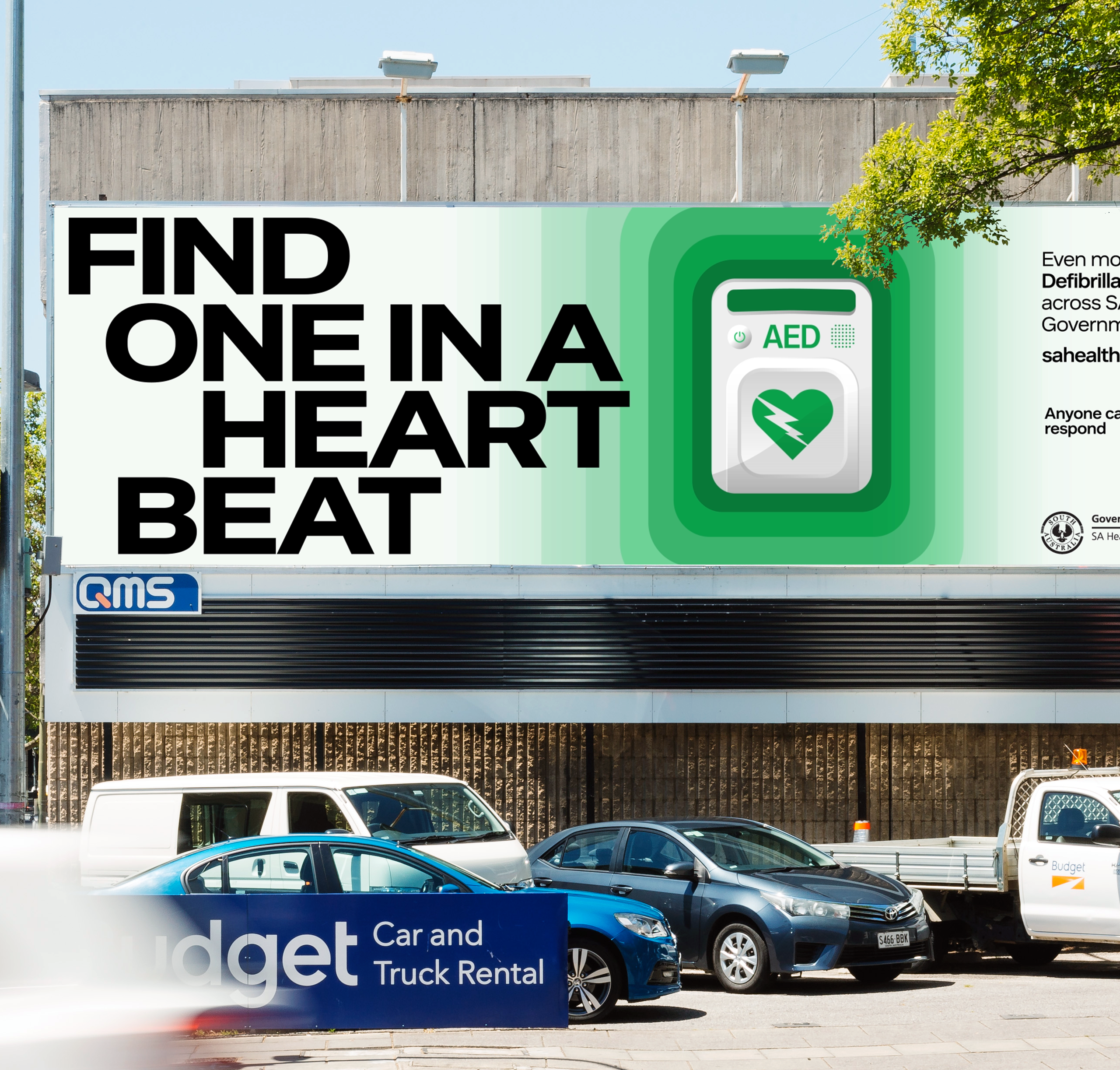 “Find One in a Heartbeat” campaign displayed on large-format outdoor billboard advertising.