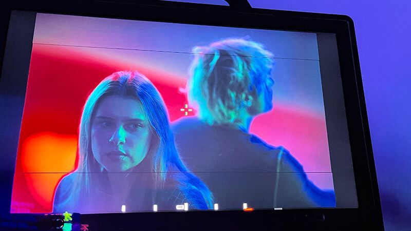 people on screen