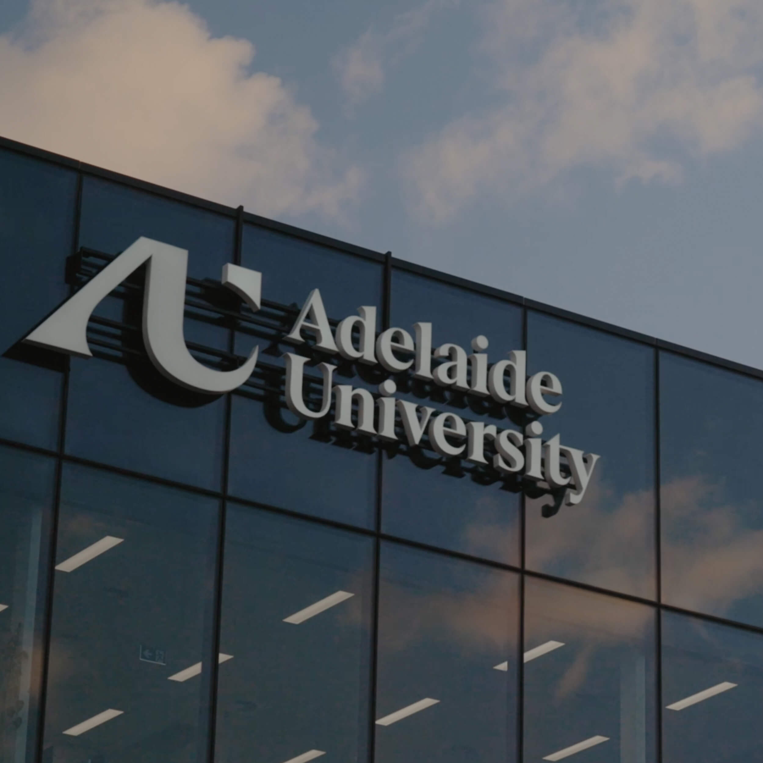 Adelaide university building showing logo