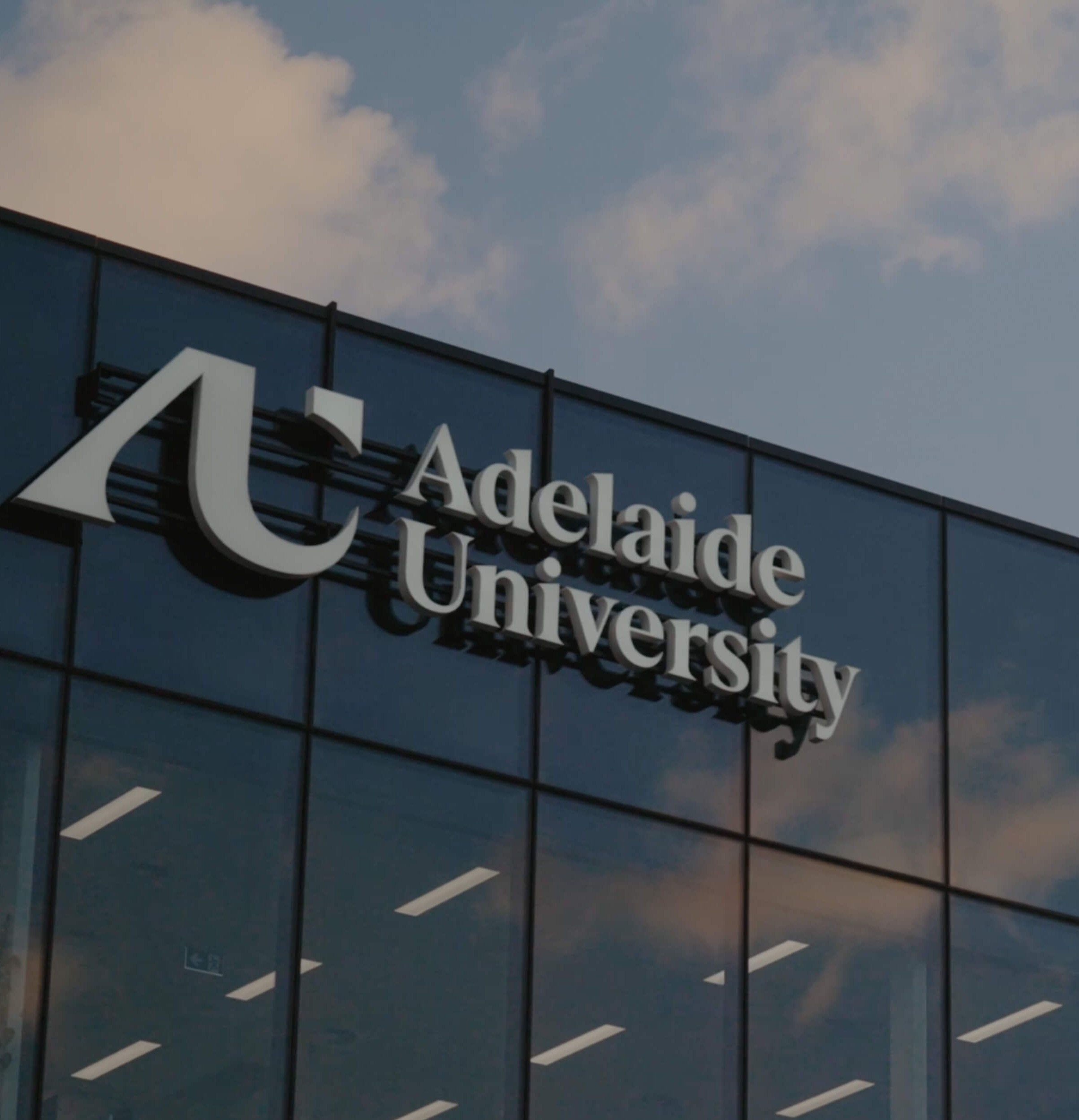 Adelaide university building showing logo