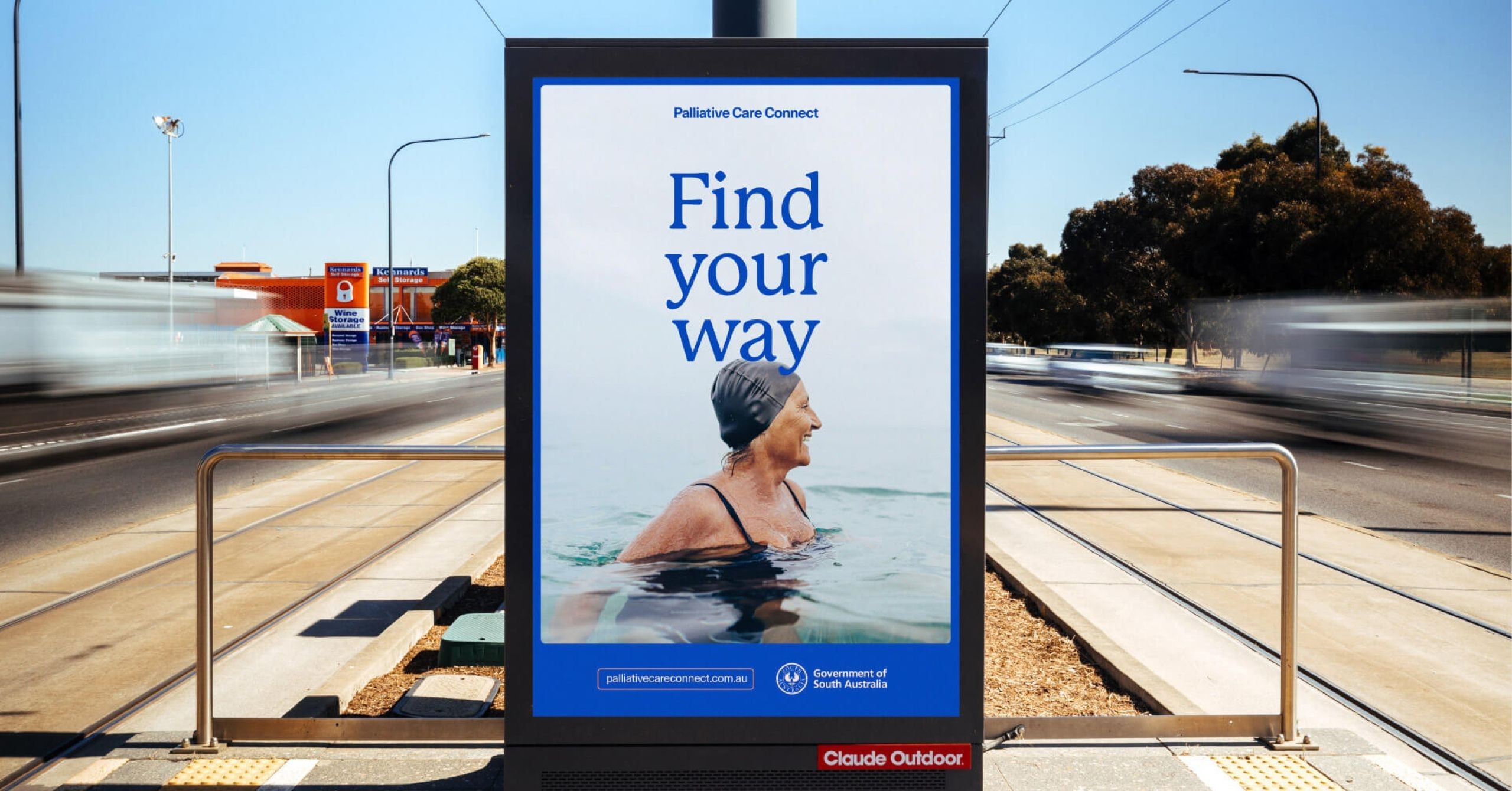 A picture of the Find your Way campaign on a bus stop.
