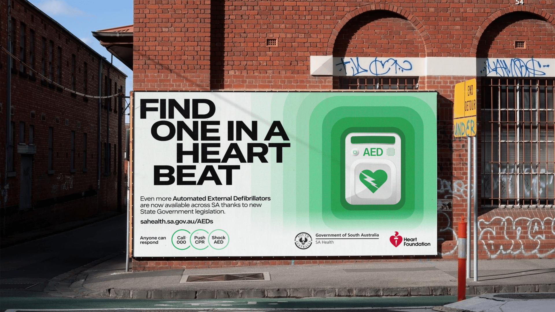 “Find One in a Heartbeat” campaign displayed on outdoor billboard advertising.