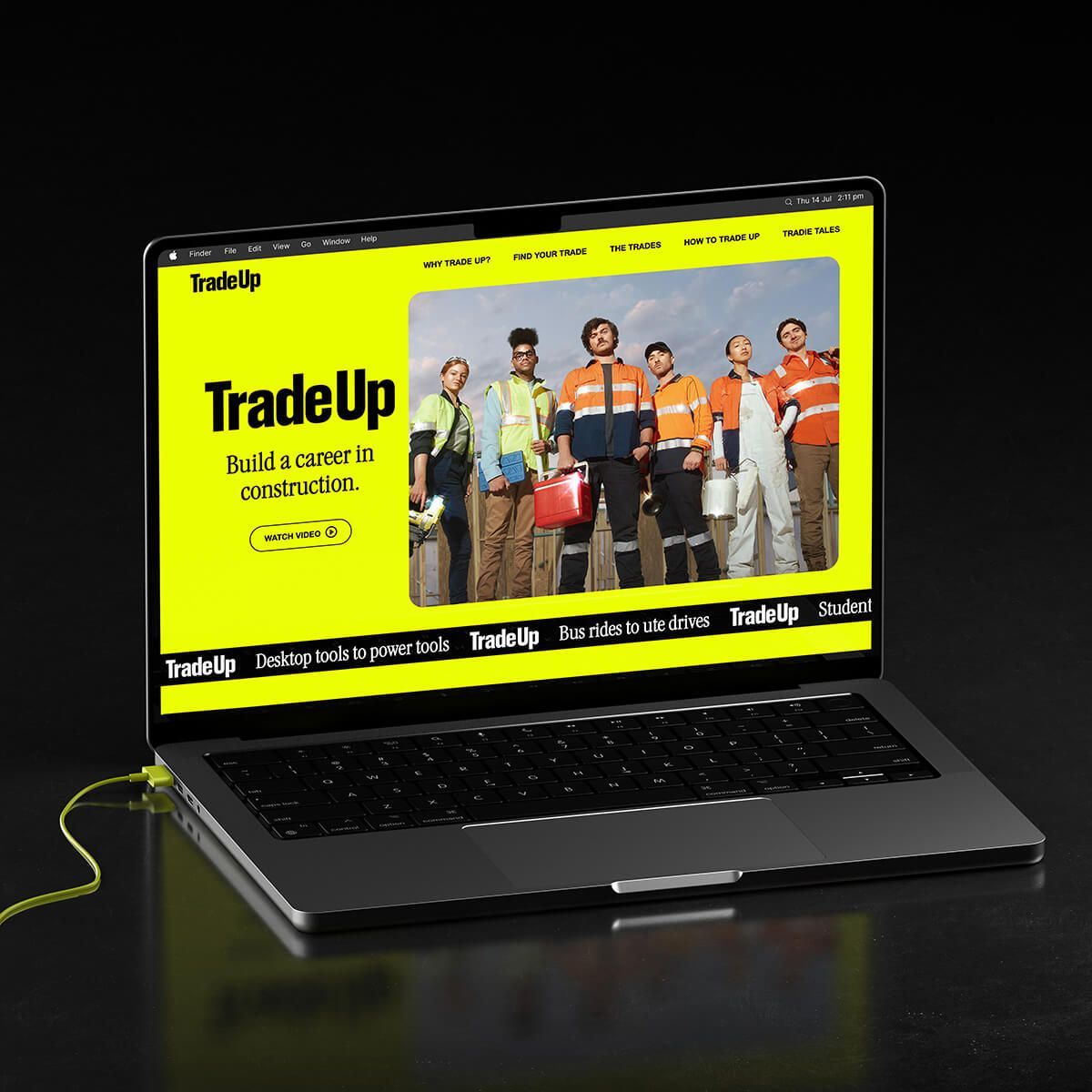 Trade up website on a laptop