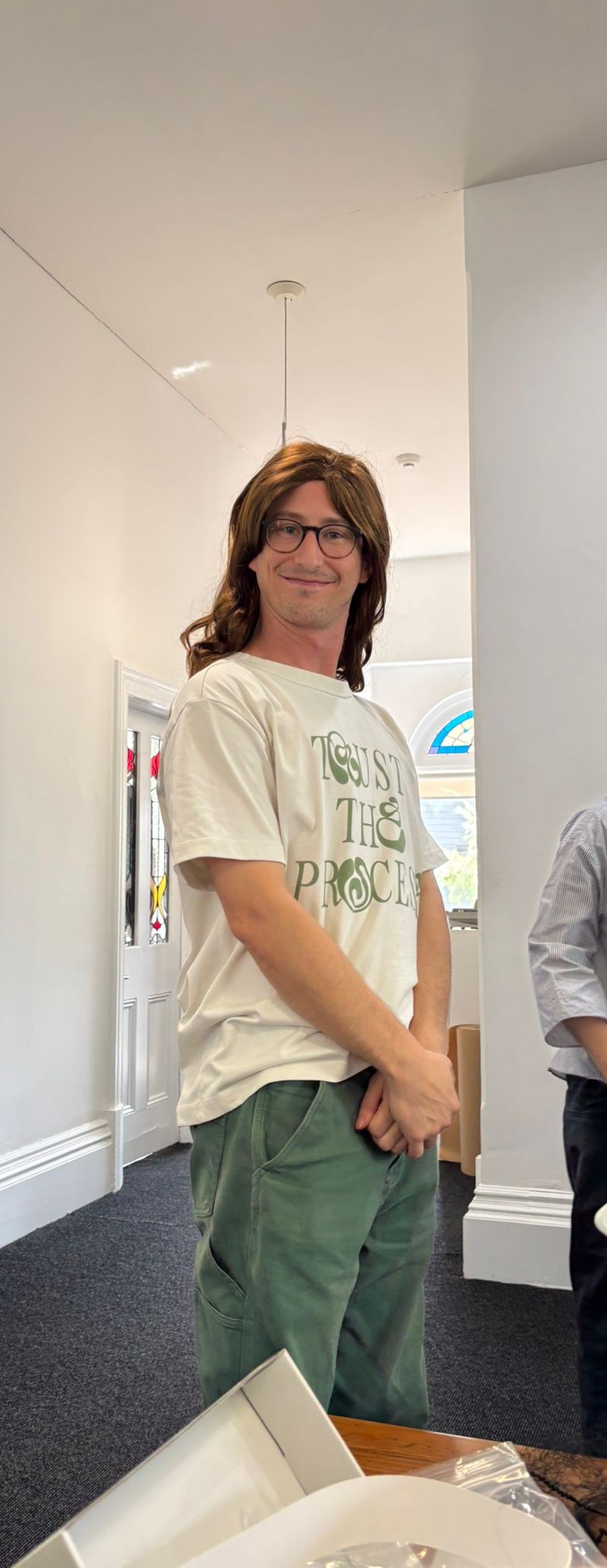 Todd Fischer wearing a wig