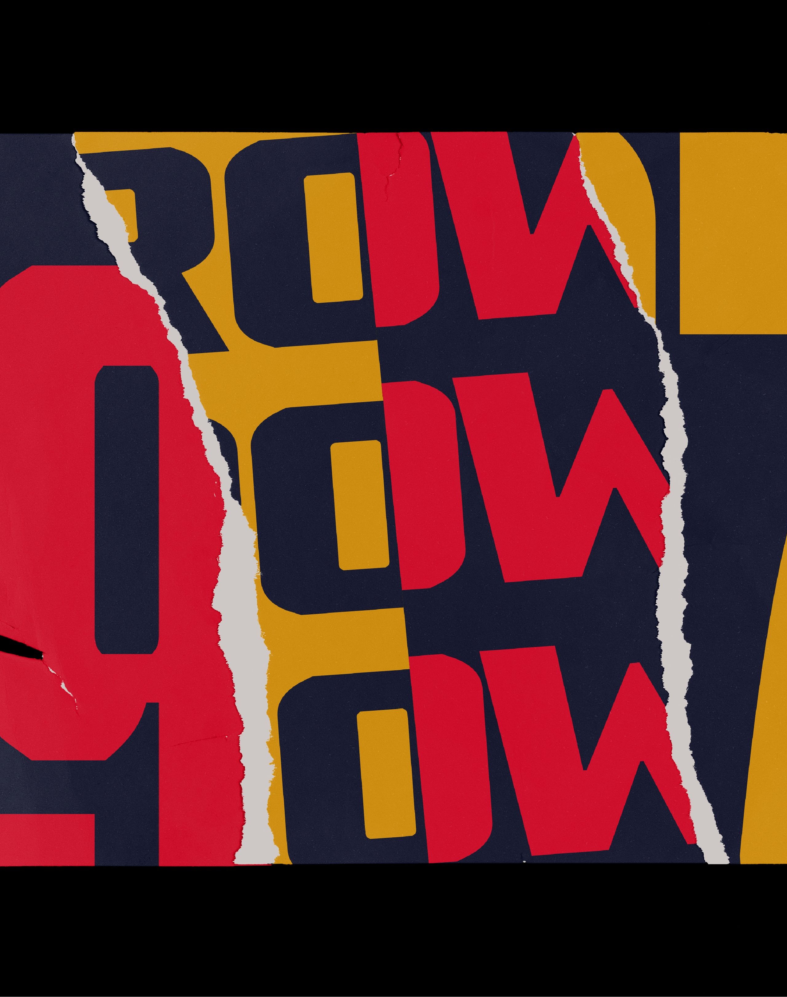 Artfully torn posters demonstrating the Adelaide Crows type face and pattern device