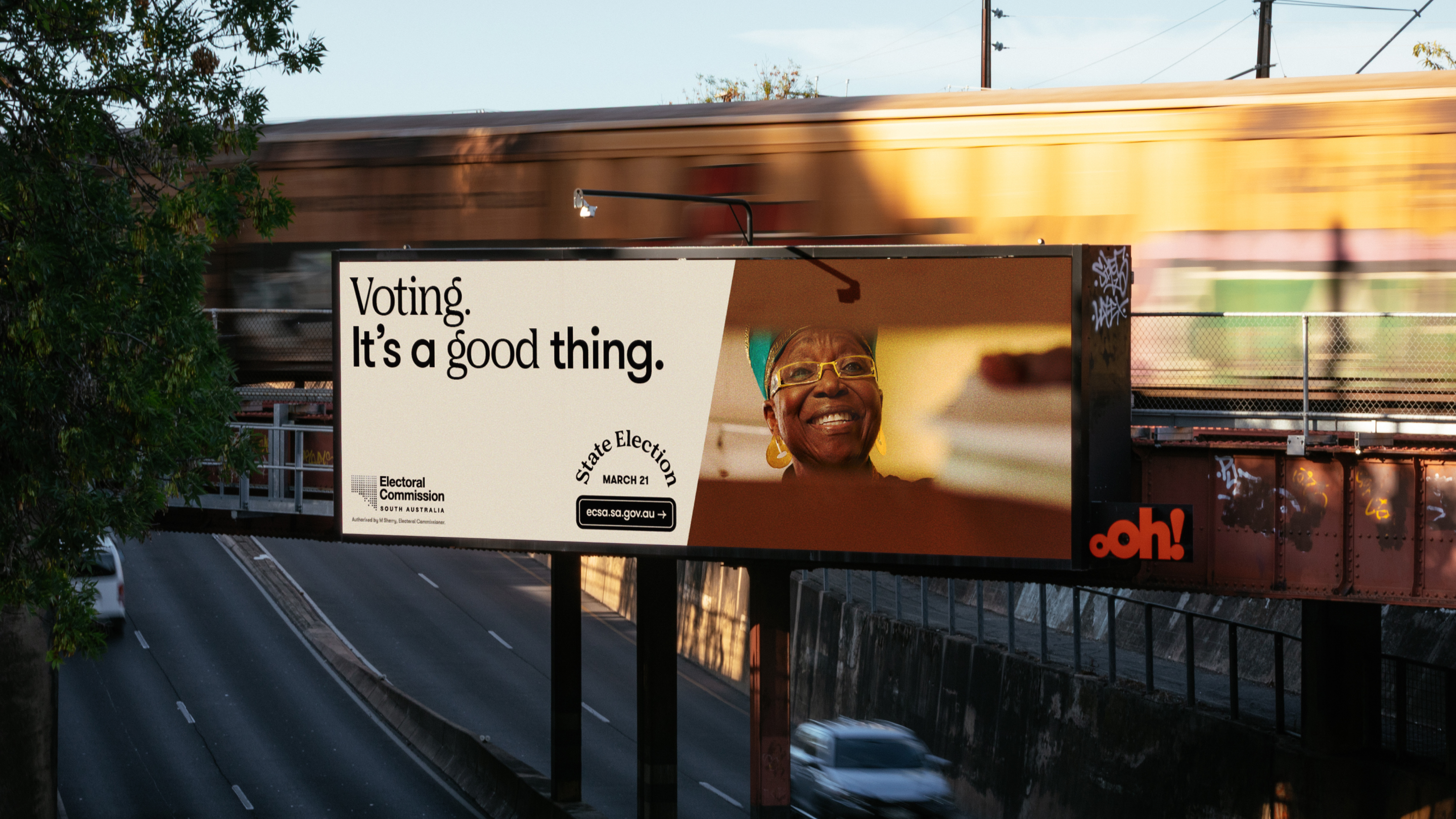 Voting it's a good thing campaign on a billboard