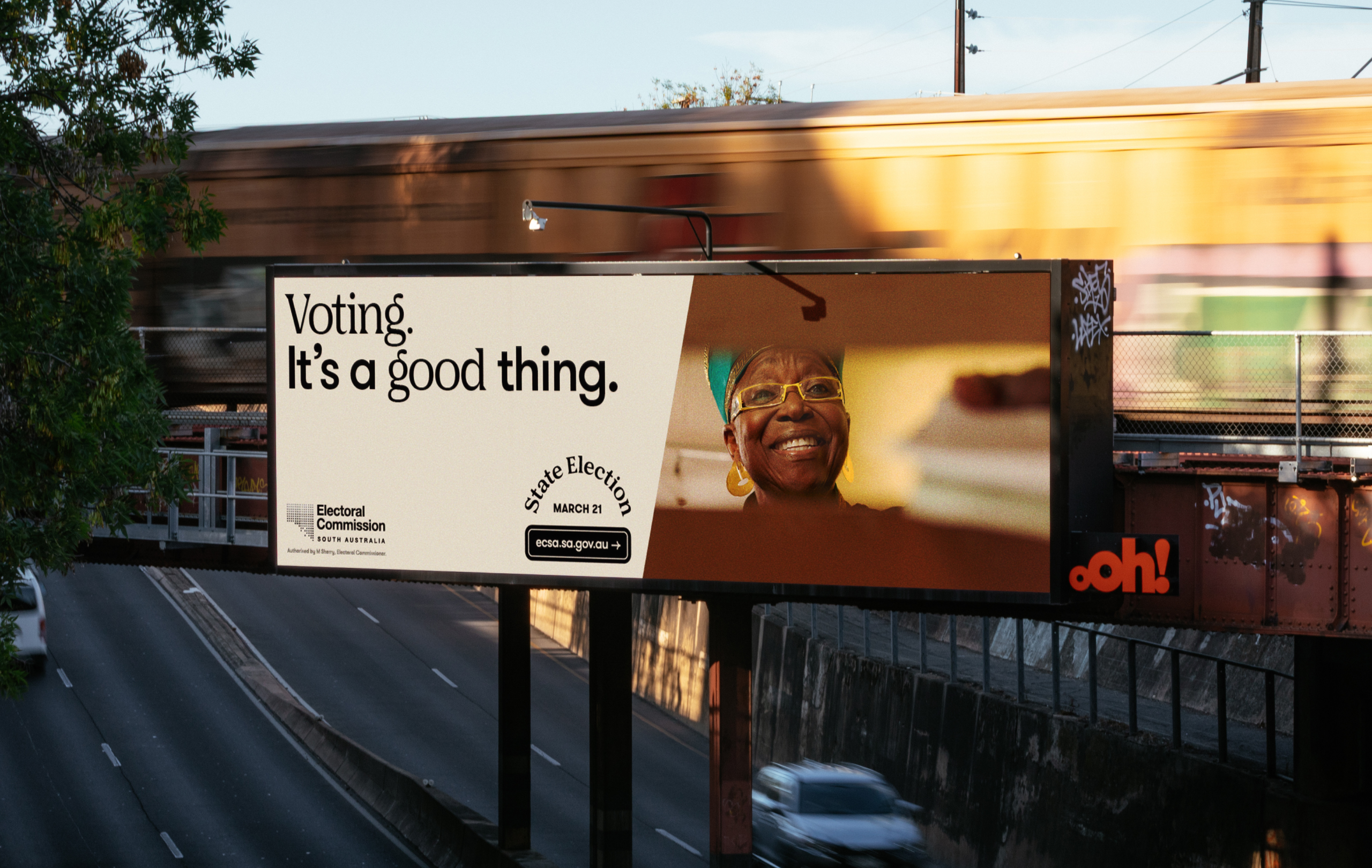 Voting it's a good thing campaign on a billboard