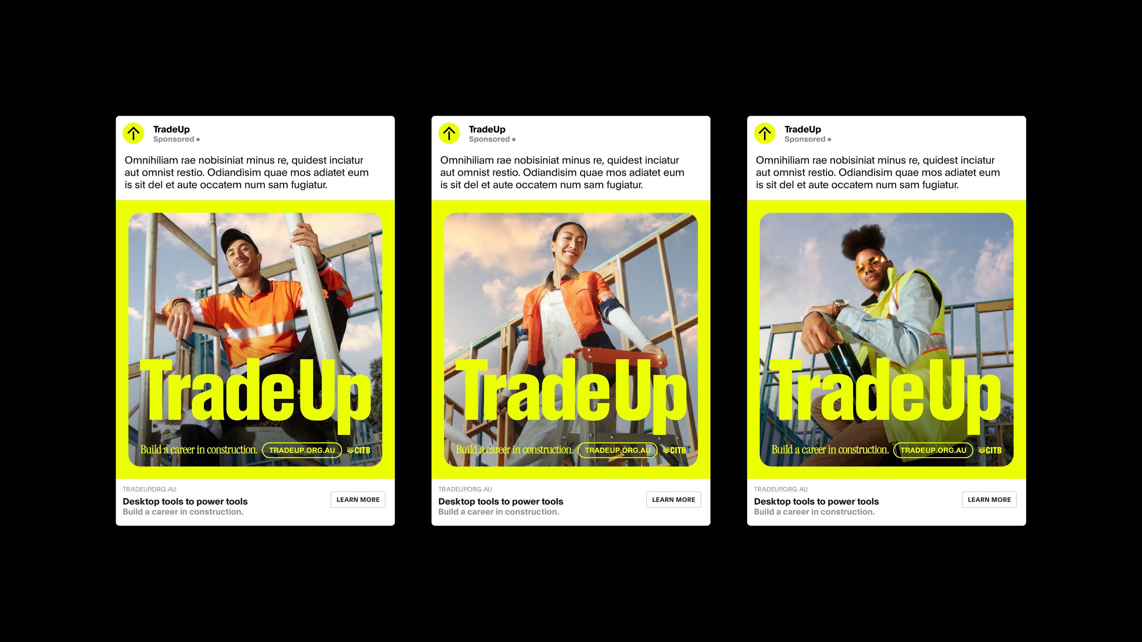 Trade up campaign on a example social posts