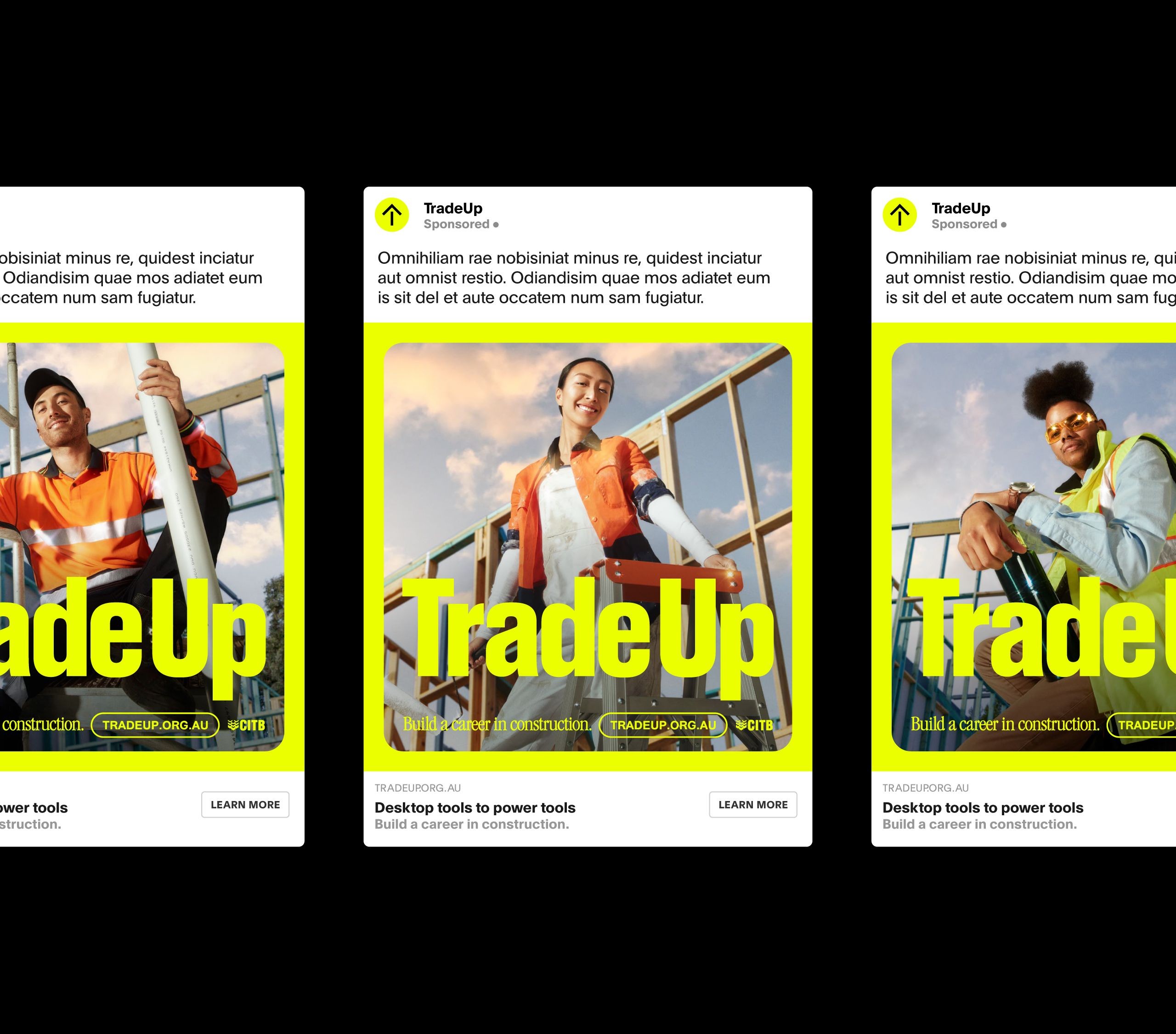 Trade up campaign on a example social posts