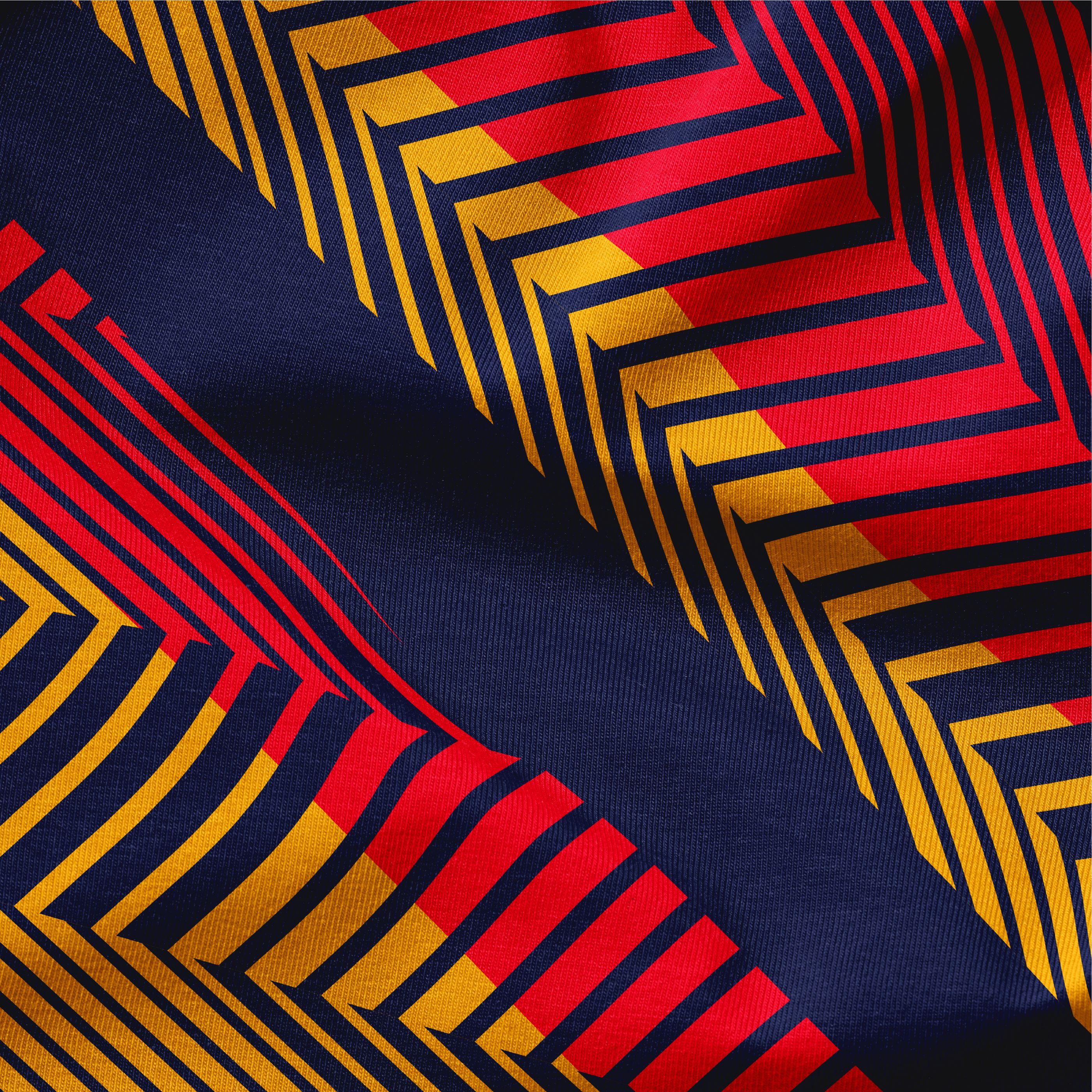The Adelaide Crows pattern device printed on guernsey material