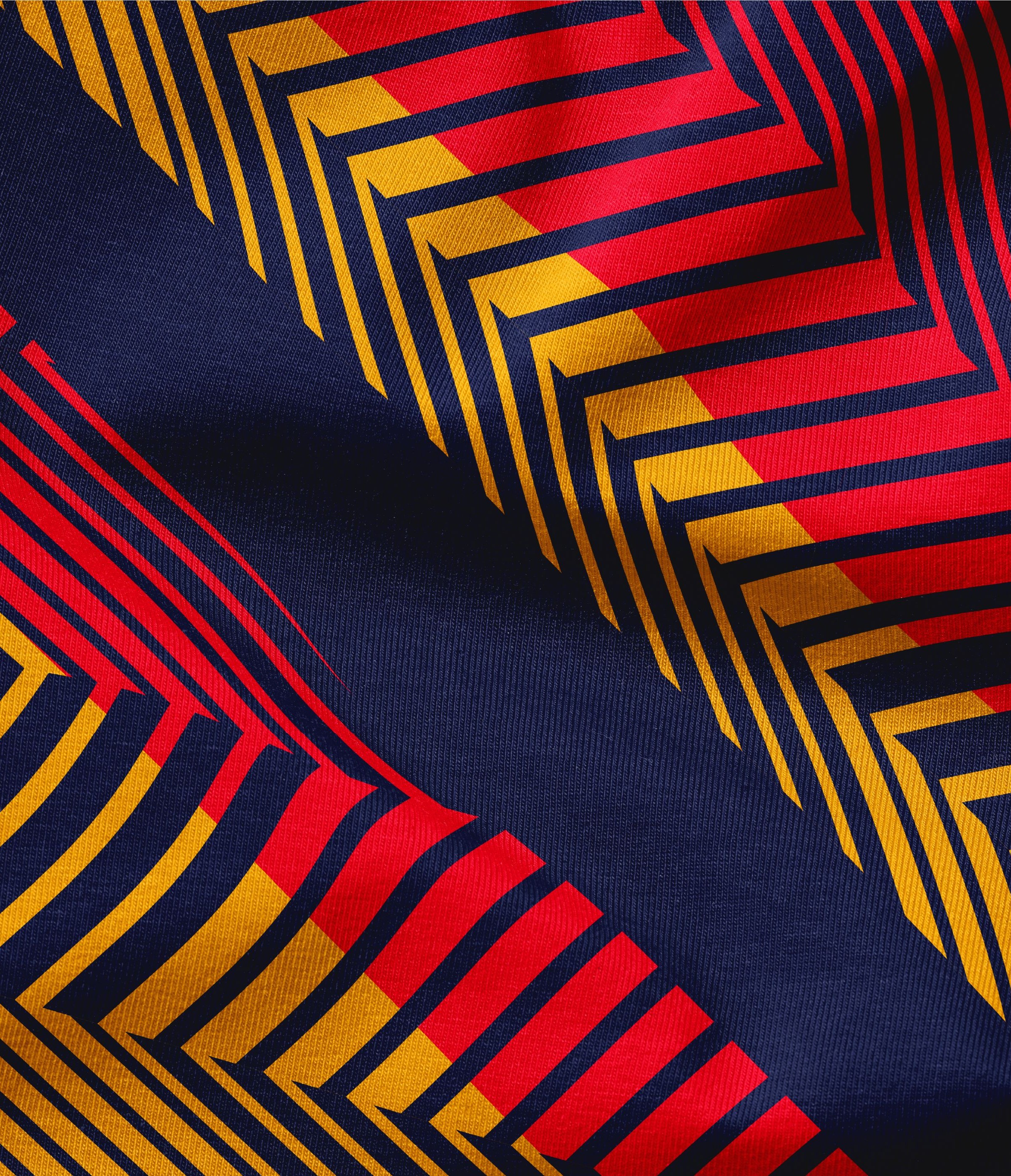 The Adelaide Crows pattern device printed on guernsey material