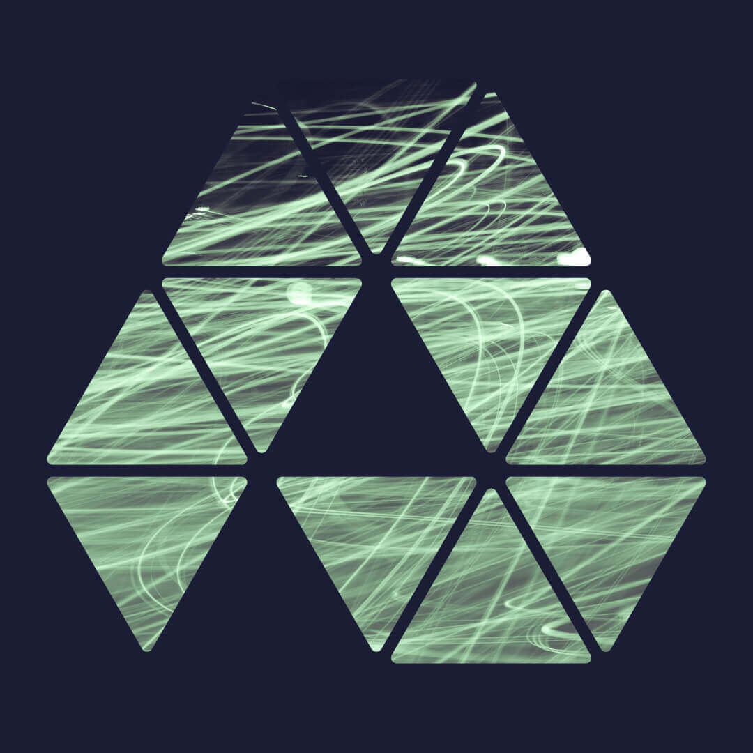 AMRF brand mark formed from green geometric triangular shapes.