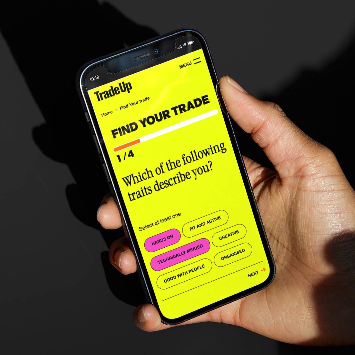 Trade up website on a mobile phone