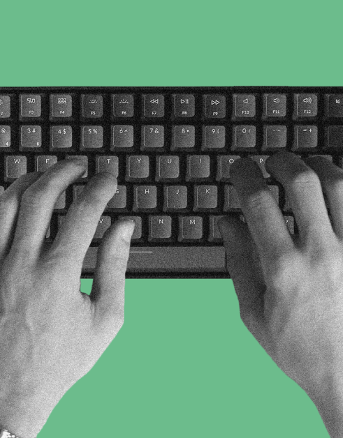 art graphic of keyboard and hands