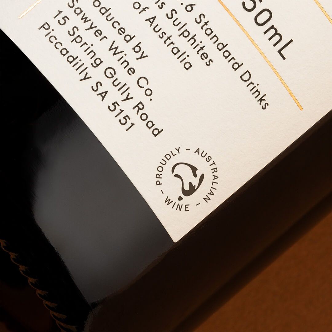 Australian wine logo on a wine bottle