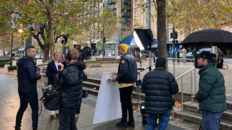 team filming for Adelaide University corporate film